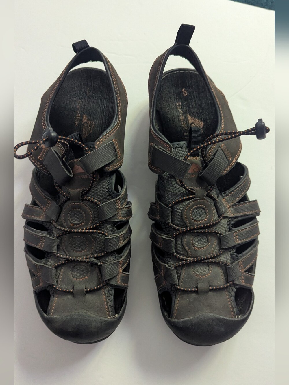 Ozark Trail Brown/Orange Faux Leather Closed Toe Outdoor Sandals Mens Size 8
